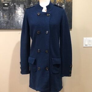 Design History Double Breasted Trench Sweater Coat 85% Wool 15% Cashmere-Size M